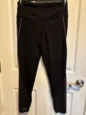 Victoria's Secret Black Leggings with Mesh Panels and Contrast Piping